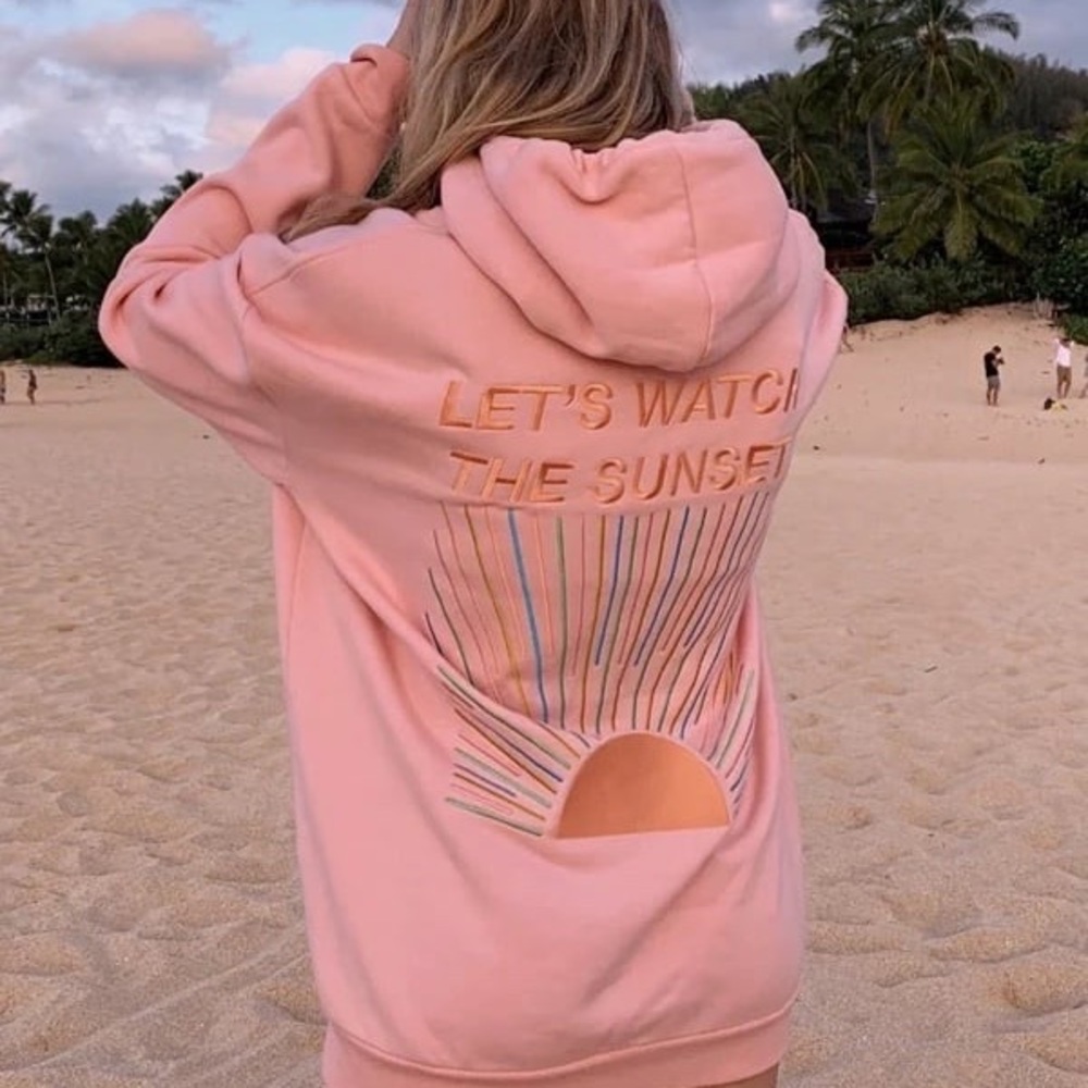Dandy Worldwide Lets Watch the Sunset Oversized Lux Hoodie Vintage Washed Pink L - Picture 6 of 9